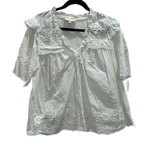 Farmers Market White Eyelet Lace Women's Top
